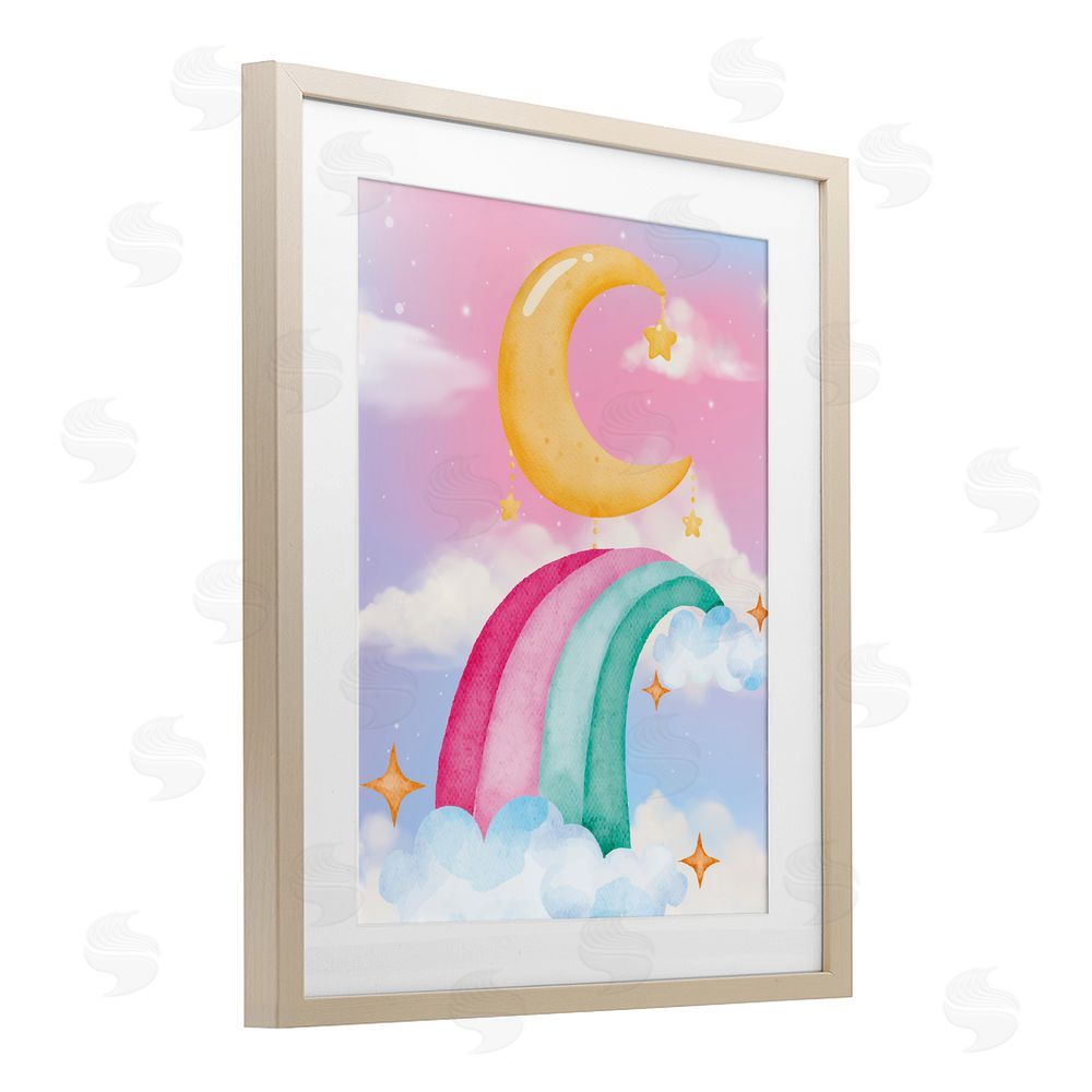 Jesse Keith Moon Rainbow in Clouds Brown Framed Print Under Glass Wall Art