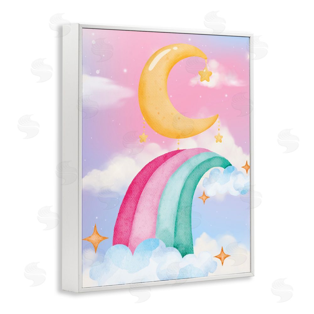 Jesse Keith Moon Rainbow in Clouds White Framed Giclee Print Wall Art