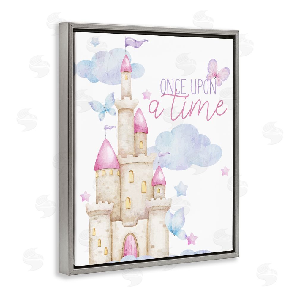 Kim Allen Once Upon A Time Castle Gray Floating Frame Canvas Wall Art Print
