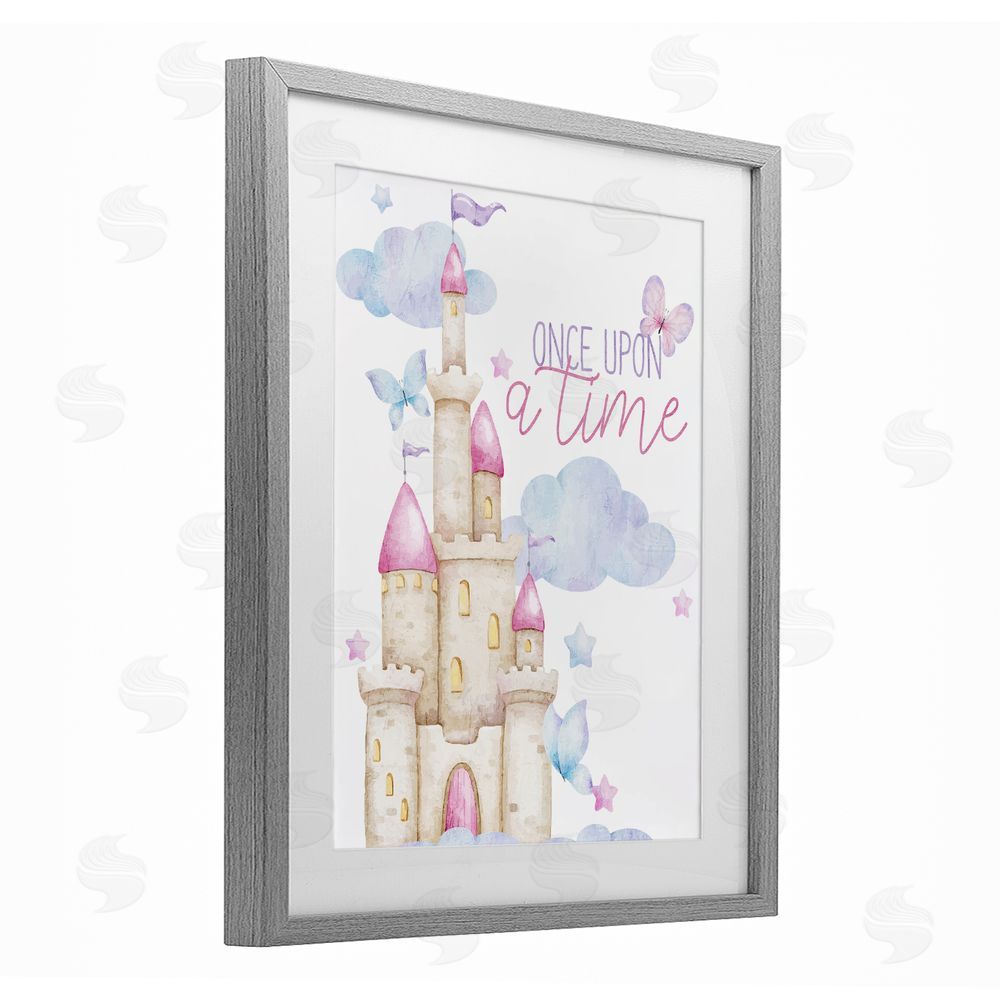 Kim Allen Once Upon A Time Castle Gray Framed Print Under Glass Wall Art