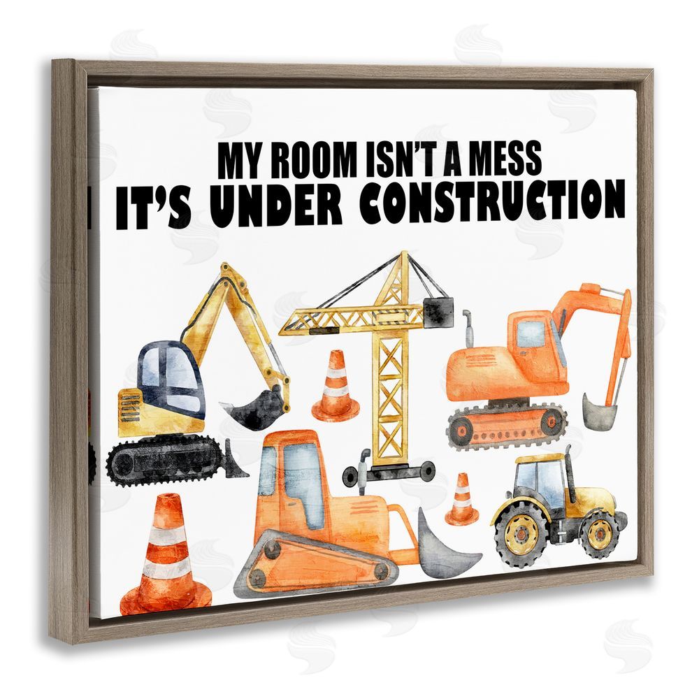 Kim Allen Not A Mess Under Construction Brown Floating Frame Canvas Wall Art Print