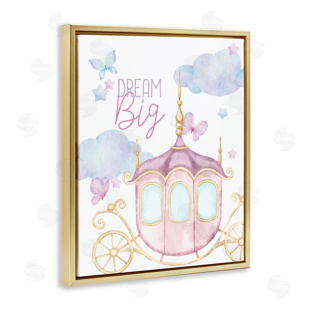 Kim Allen Dream Big Fantasy Carriage Gold Floating Frame Canvas Wall Art Print