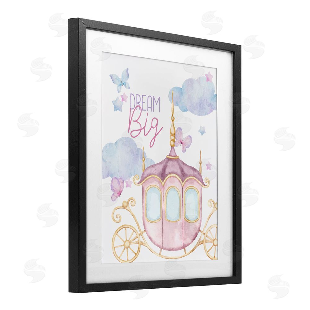 Kim Allen Dream Big Fantasy Carriage Black Framed Print Under Glass Wall Art