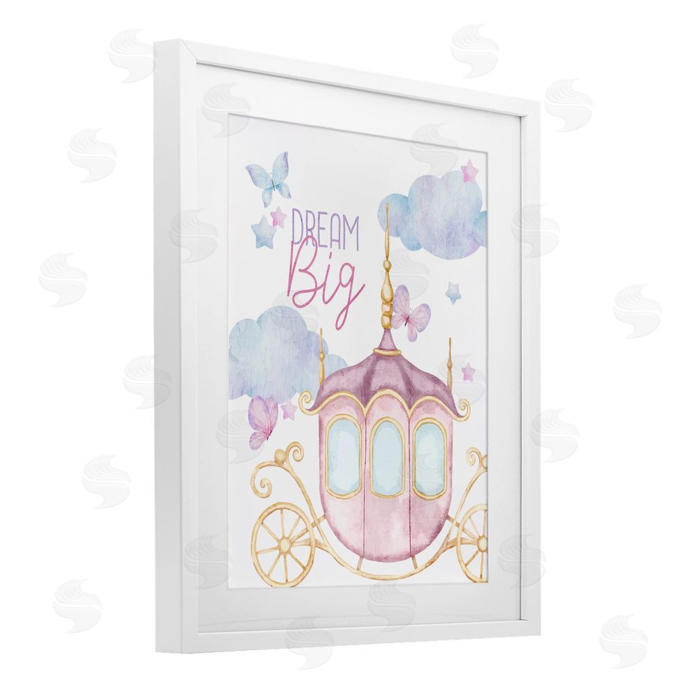 Kim Allen Dream Big Fantasy Carriage White Framed Print Under Glass Wall Art