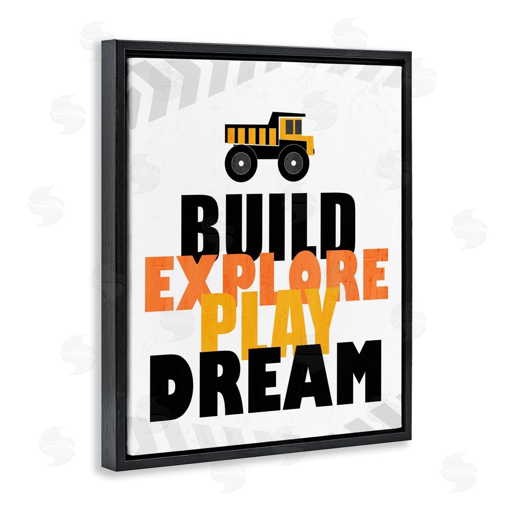 Kim Allen Build Explore Play Dream Black Floating Frame Canvas Wall Art Print