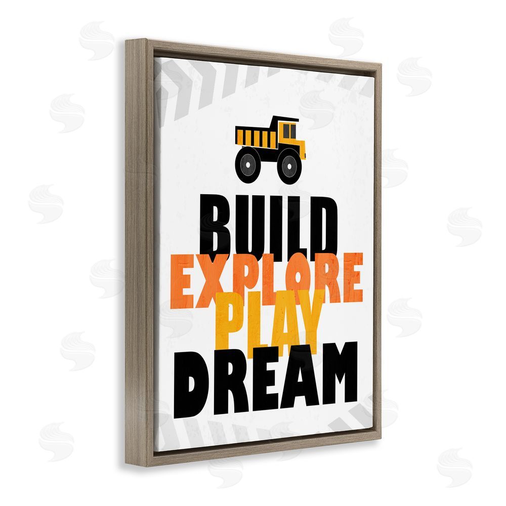 Kim Allen Build Explore Play Dream Brown Floating Frame Canvas Wall Art Print