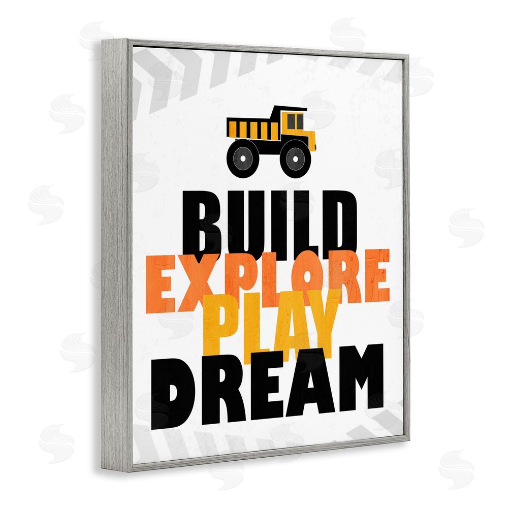 Kim Allen Build Explore Play Dream Gray Framed Giclee Print Wall Art