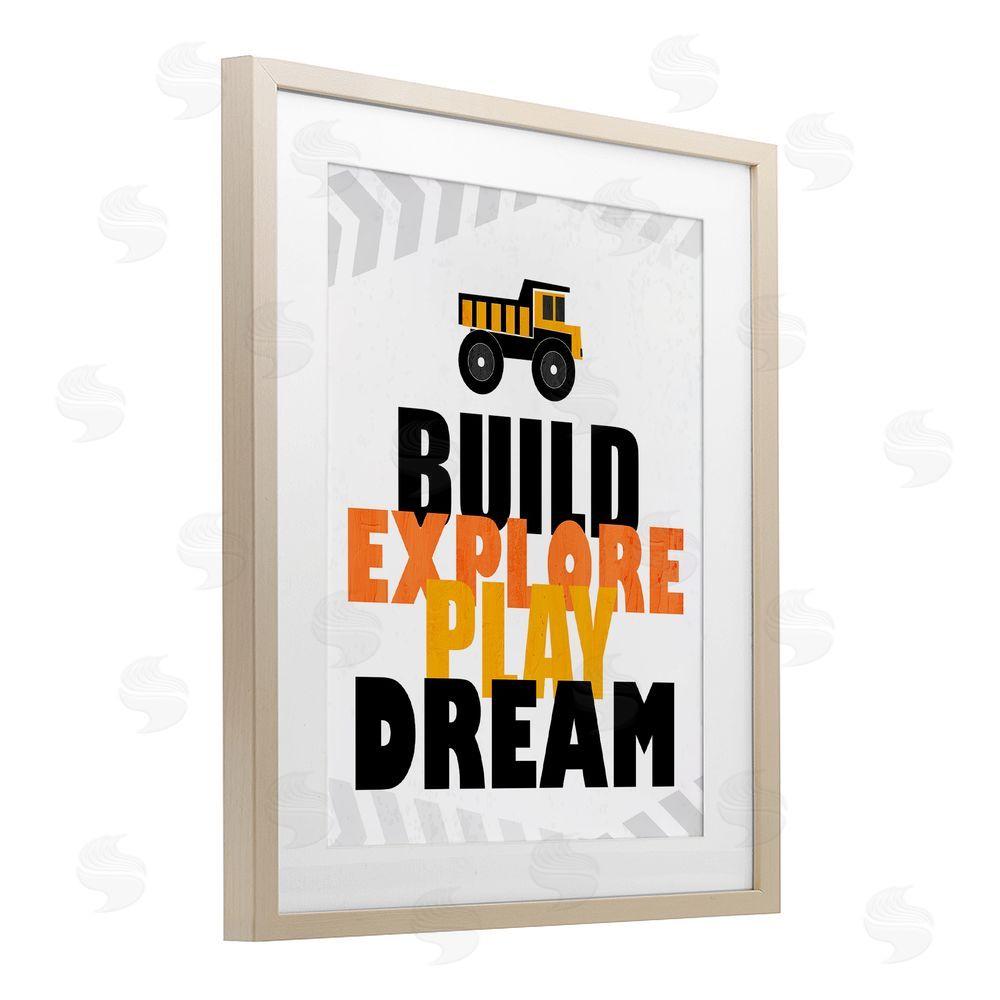 Kim Allen Build Explore Play Dream Brown Framed Print Under Glass Wall Art