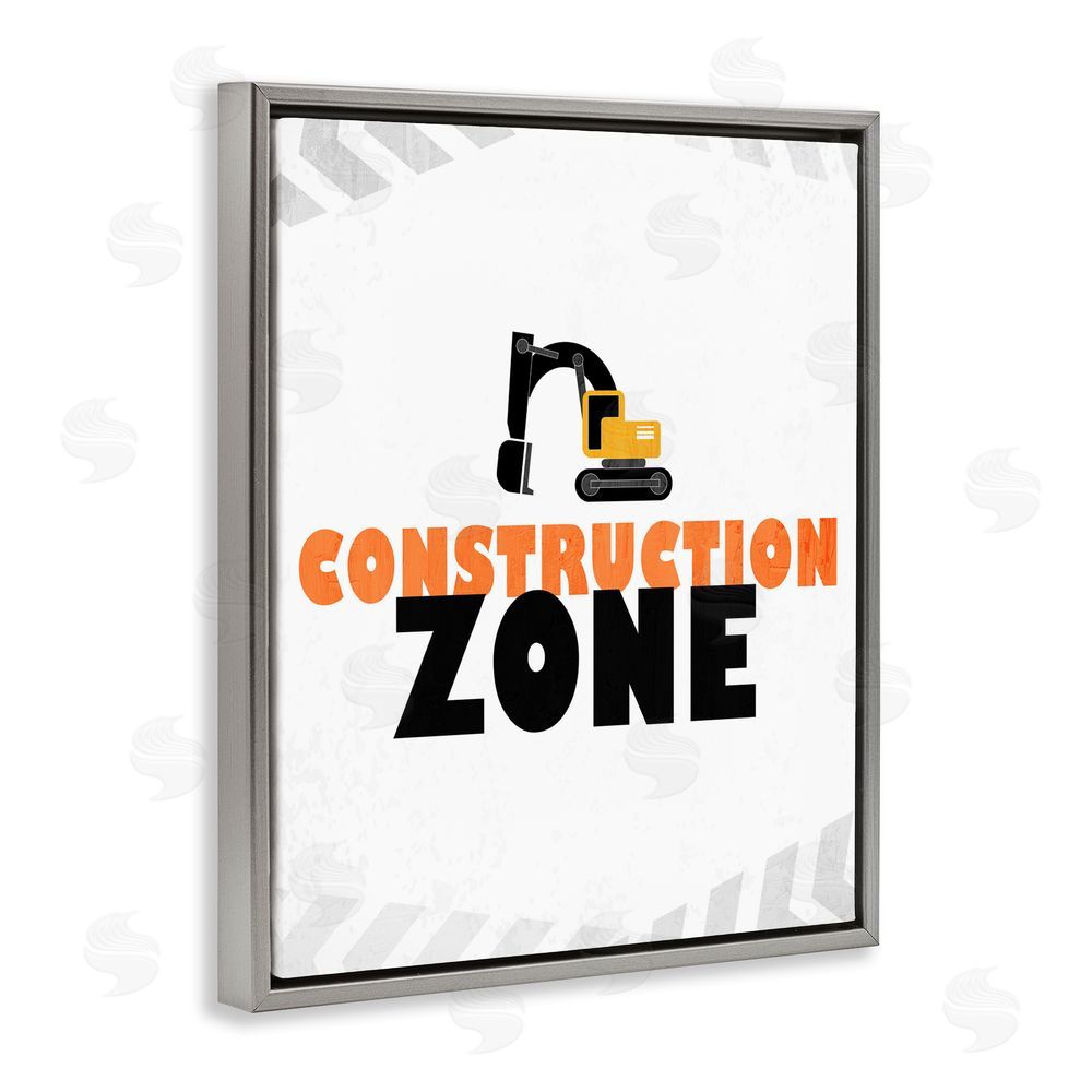 Kim Allen Construction Zone Minimal Gray Floating Frame Canvas Wall Art Print