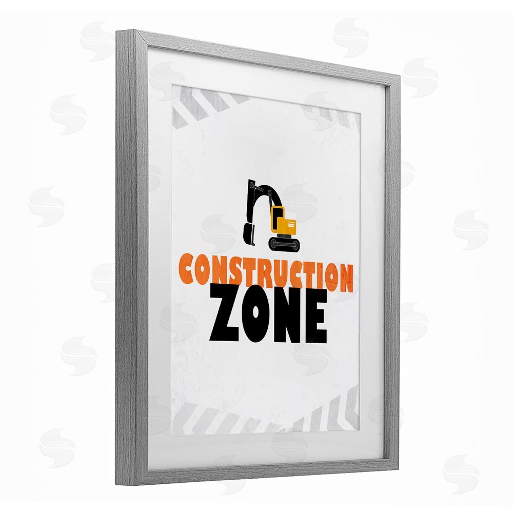 Kim Allen Construction Zone Minimal Gray Framed Print Under Glass Wall Art