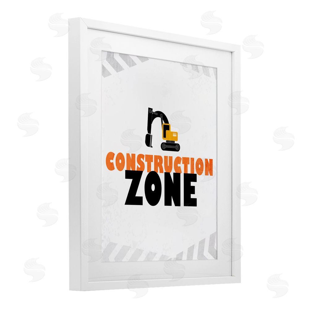 Kim Allen Construction Zone Minimal White Framed Print Under Glass Wall Art