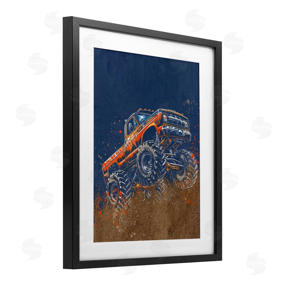 Kim Allen My Jam Monster Truck Black Framed Print Under Glass Wall Art