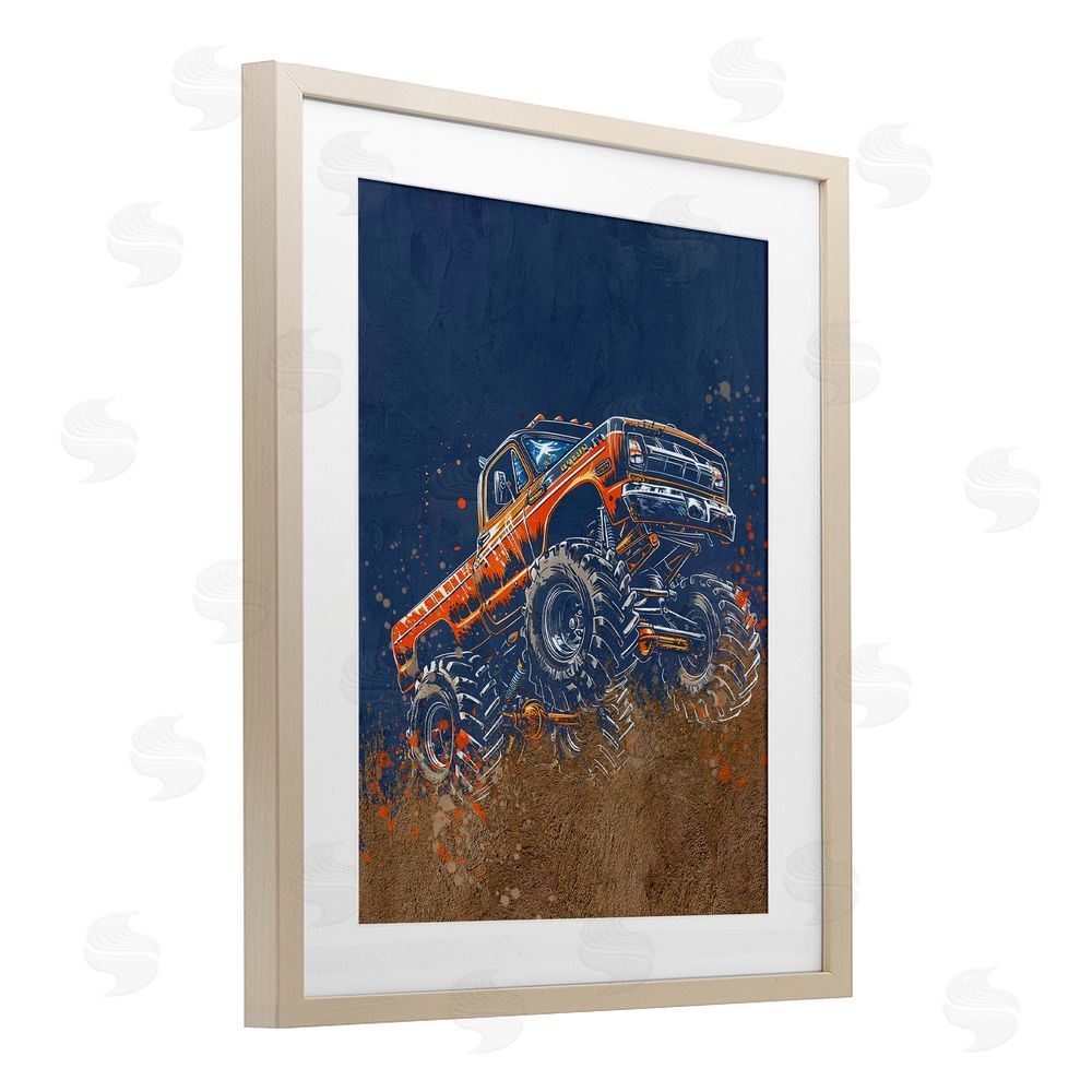 Kim Allen My Jam Monster Truck Brown Framed Print Under Glass Wall Art