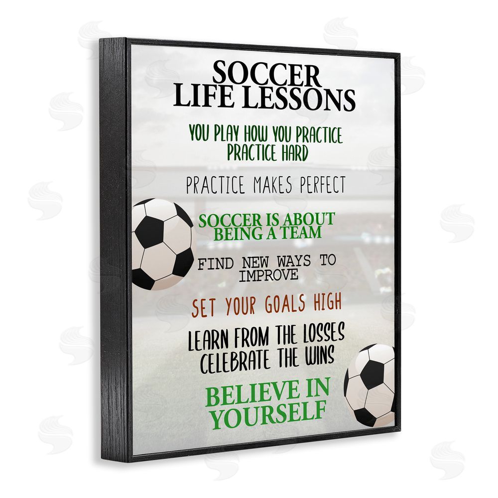 Kim Allen Soccer Life Lessons Black Framed Giclee Print Wall Art