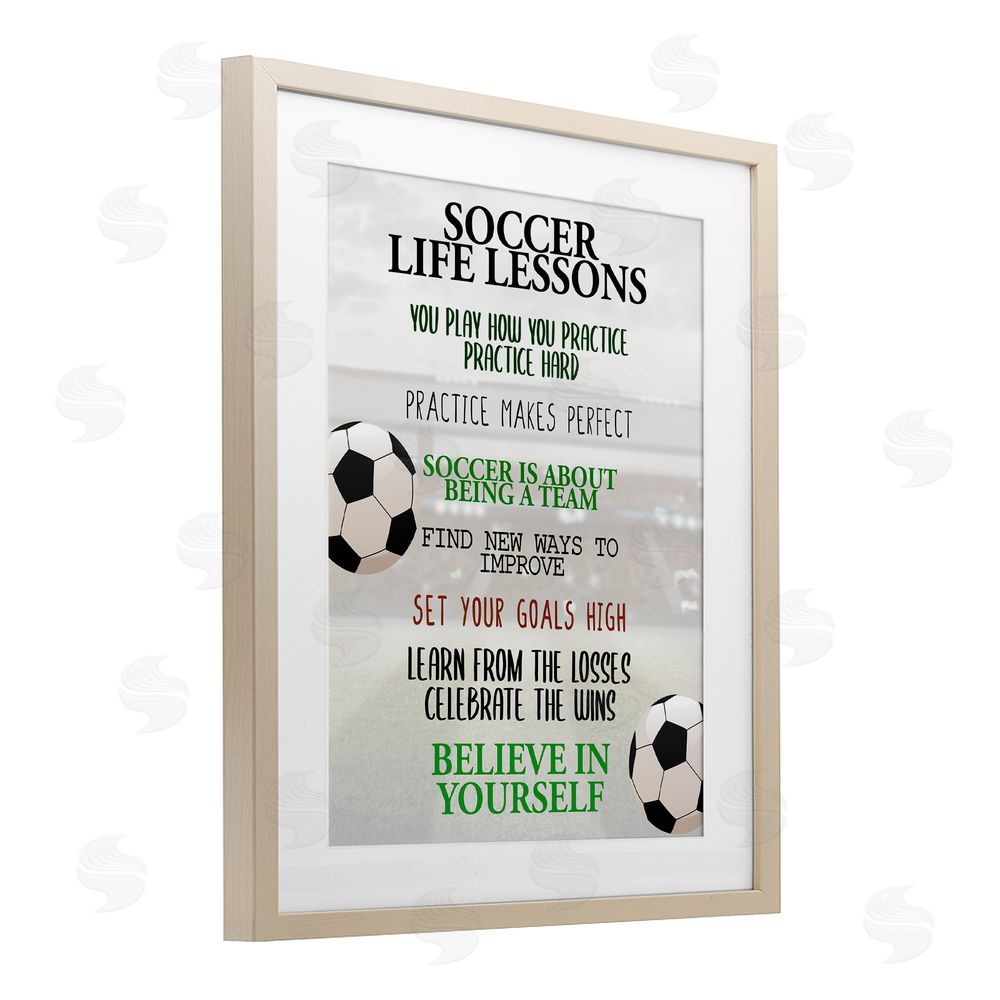 Kim Allen Soccer Life Lessons Brown Framed Print Under Glass Wall Art