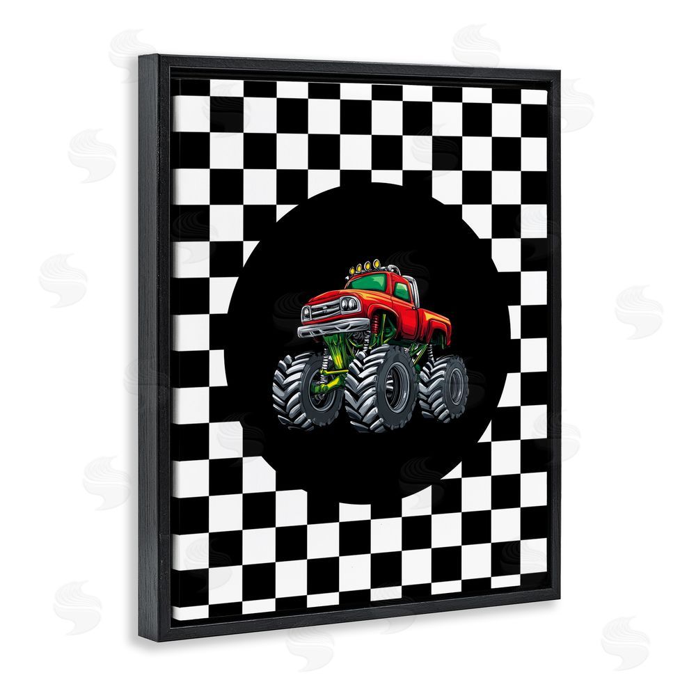 Kim Allen Monster Truck Dude Black Floating Frame Canvas Wall Art Print