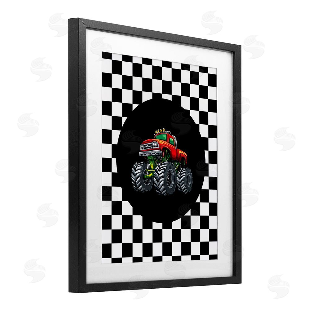 Kim Allen Monster Truck Dude Black Framed Print Under Glass Wall Art