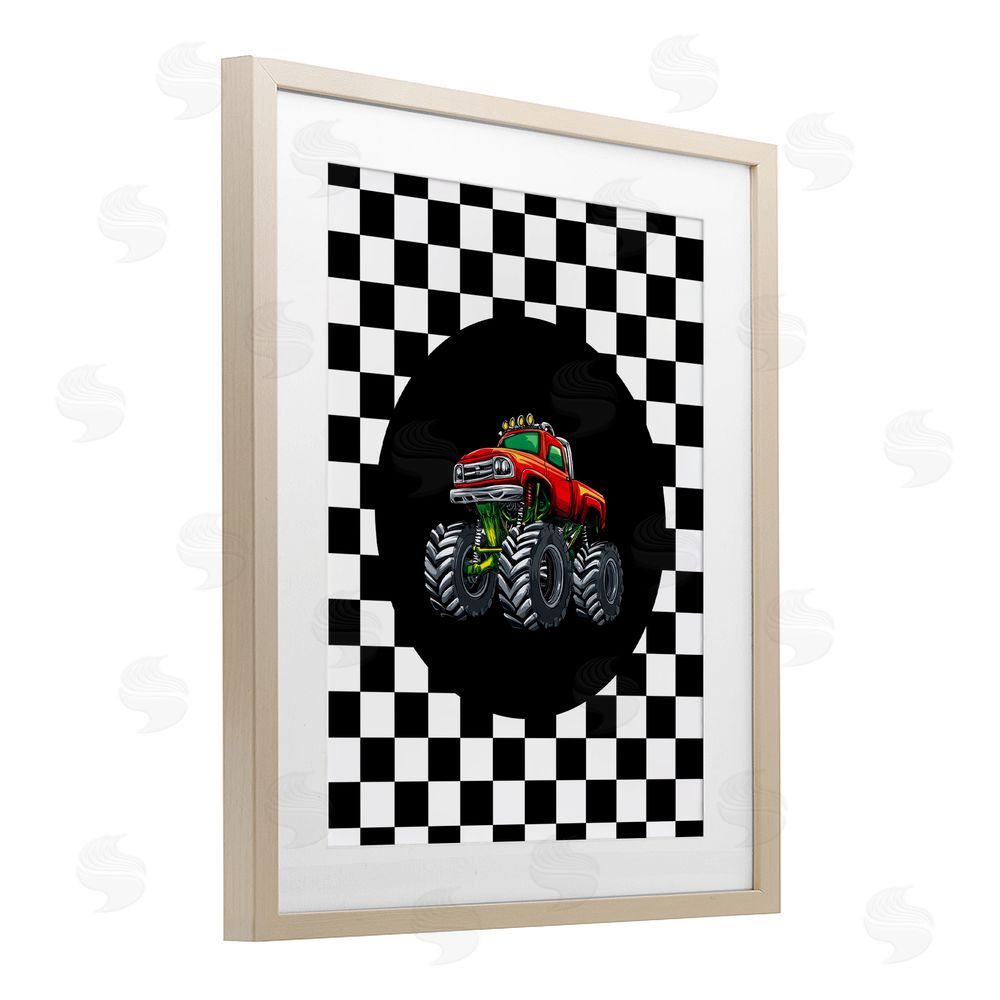 Kim Allen Monster Truck Dude Brown Framed Print Under Glass Wall Art