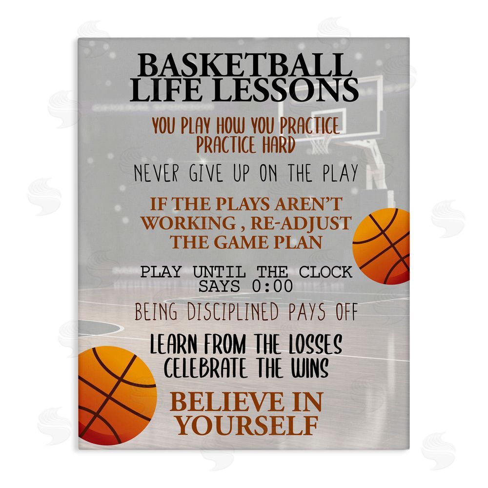 Kim Allen Basketball Life Lessons Stretched Canvas Wall Art Print