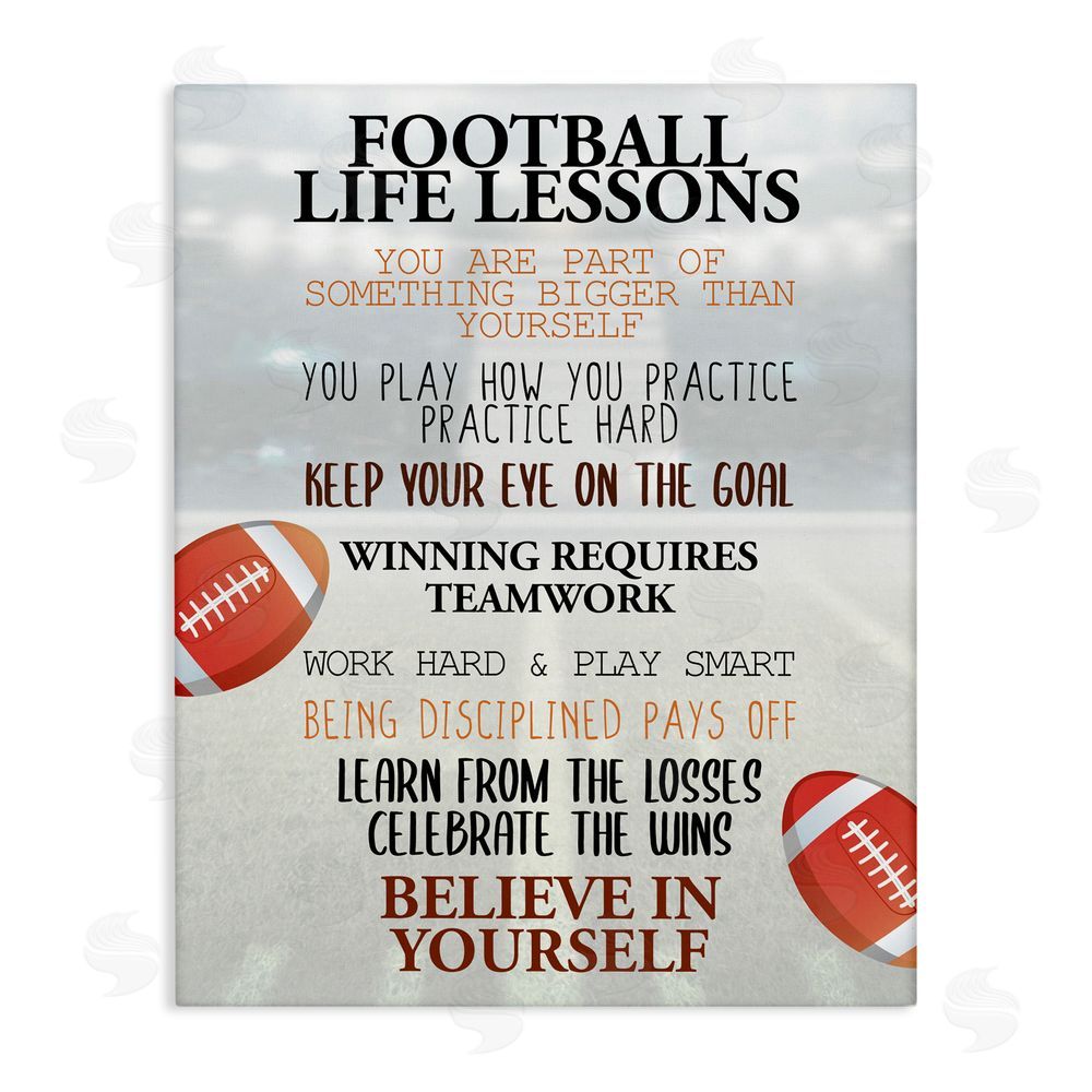 Kim Allen Football Life Lessons Stretched Canvas Wall Art Print
