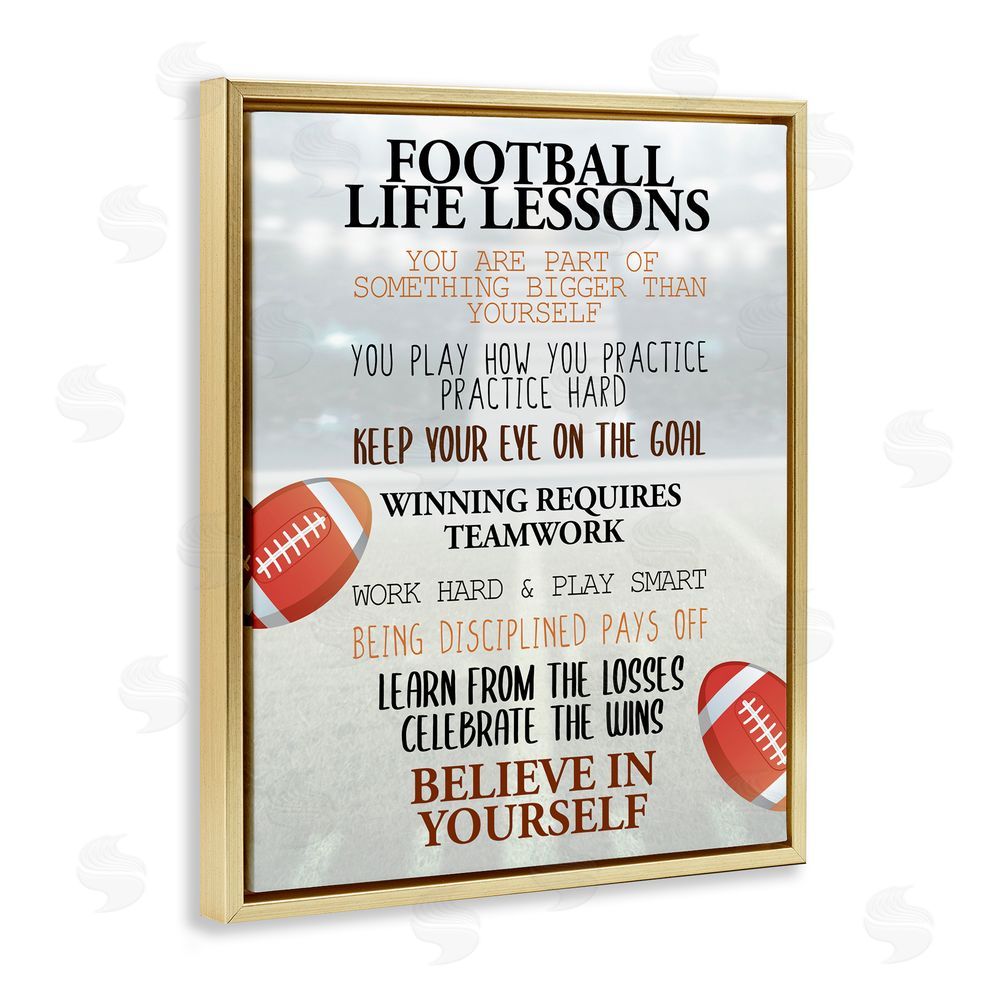 Kim Allen Football Life Lessons Gold Floating Frame Canvas Wall Art Print