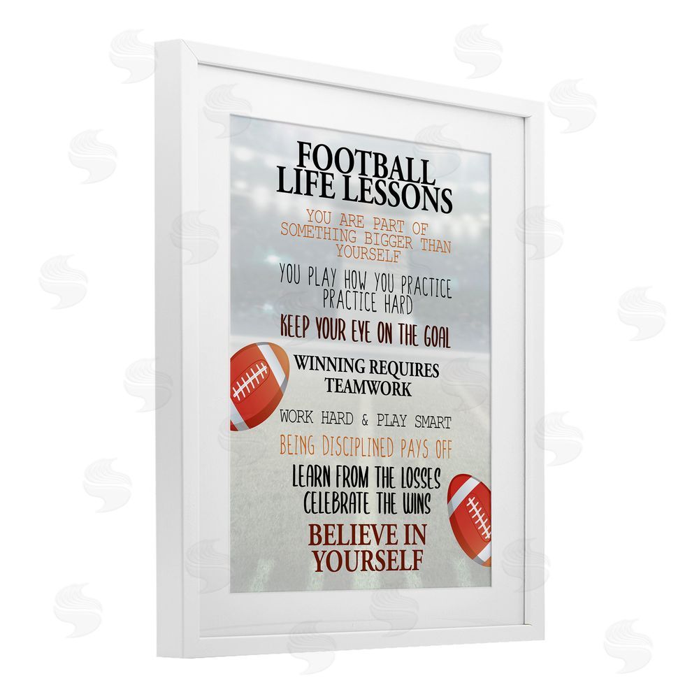 Kim Allen Football Life Lessons White Framed Print Under Glass Wall Art