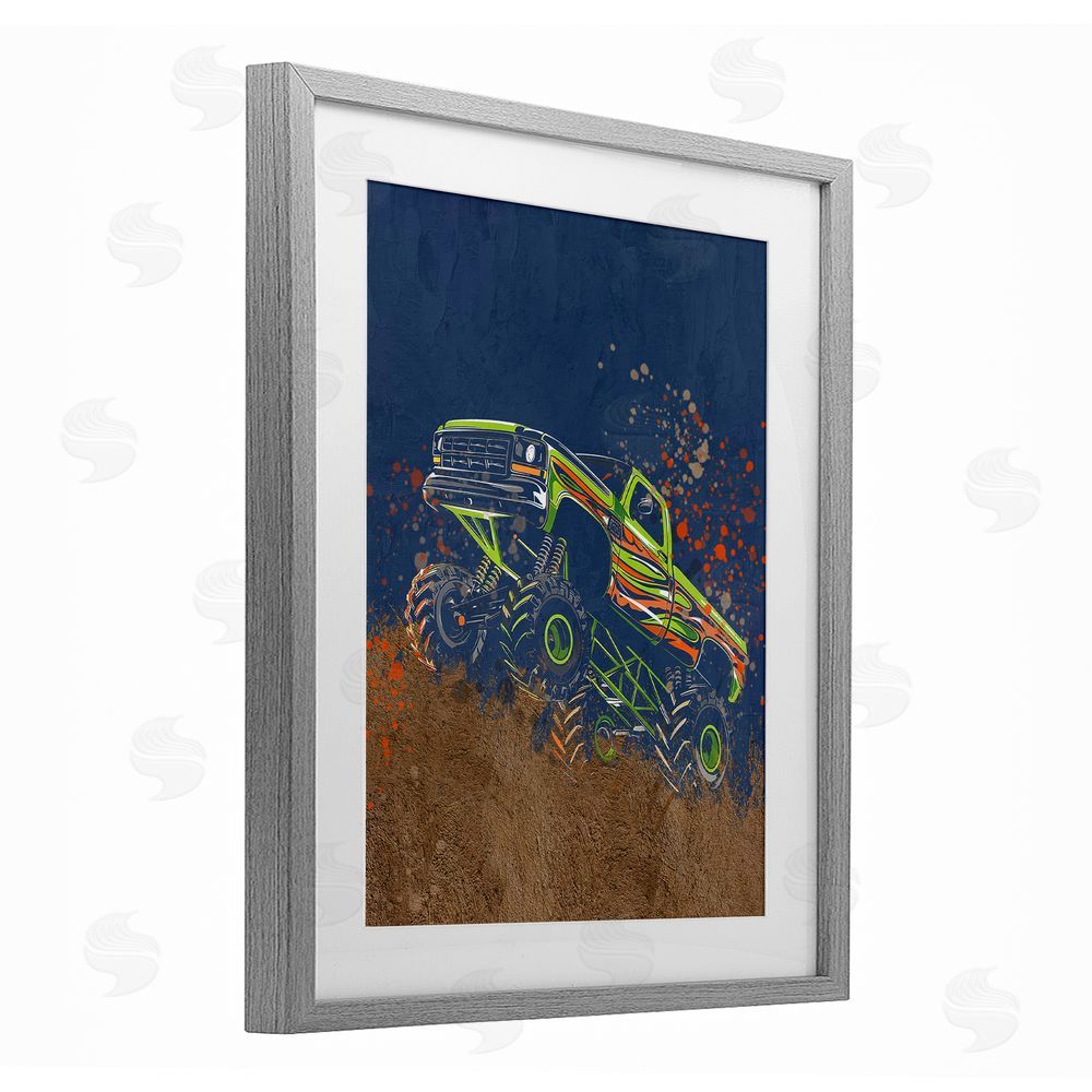 Kim Allen My Jam Truck Adventure Gray Framed Print Under Glass Wall Art