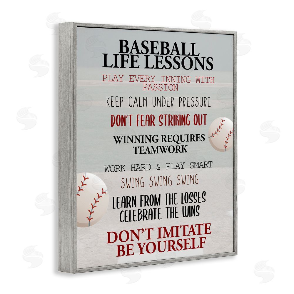 Kim Allen Baseball Life Lessons Gray Framed Giclee Print Wall Art