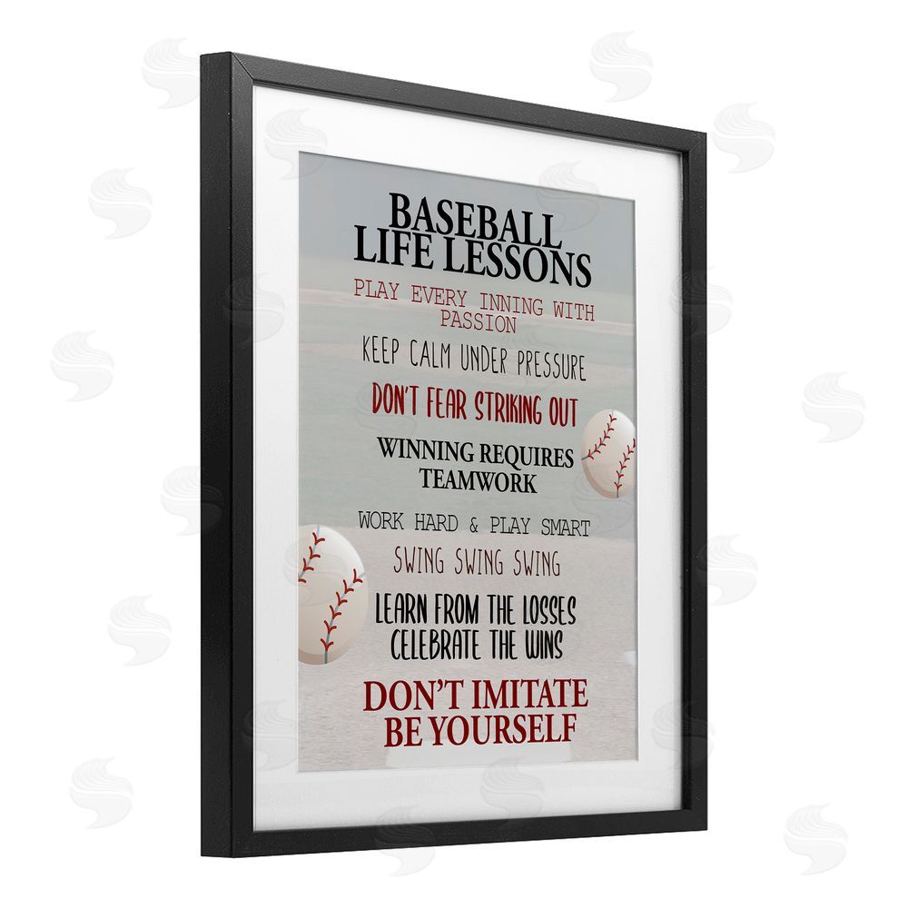 Kim Allen Baseball Life Lessons Black Framed Print Under Glass Wall Art