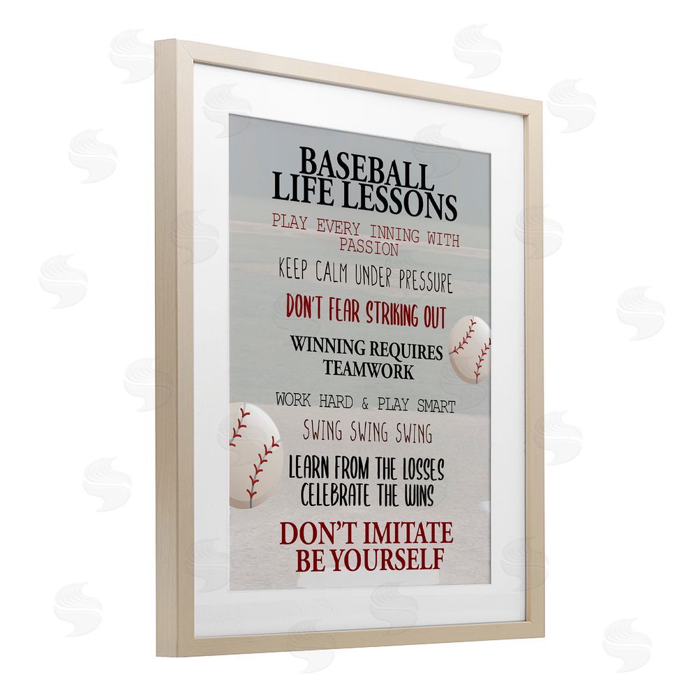 Kim Allen Baseball Life Lessons Brown Framed Print Under Glass Wall Art