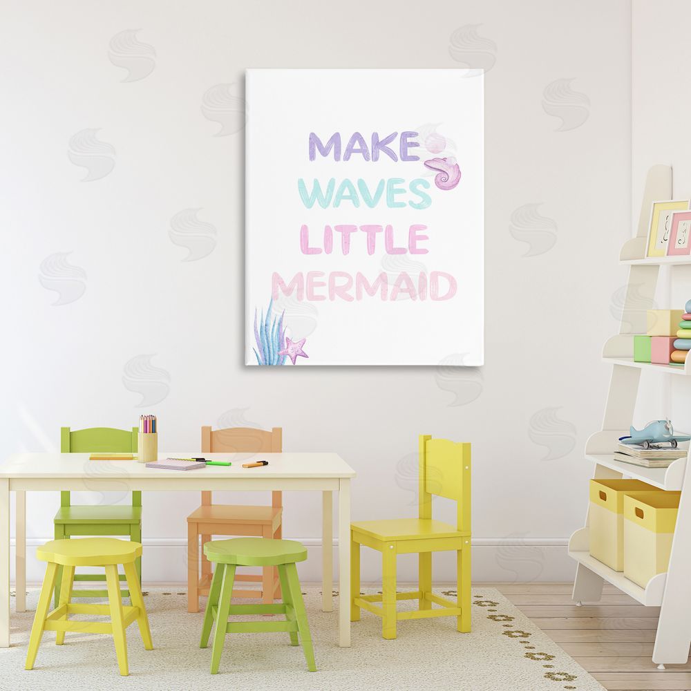 Kim Allen Make Waves Little Mermaid Stretched Canvas Wall Art Print in Room