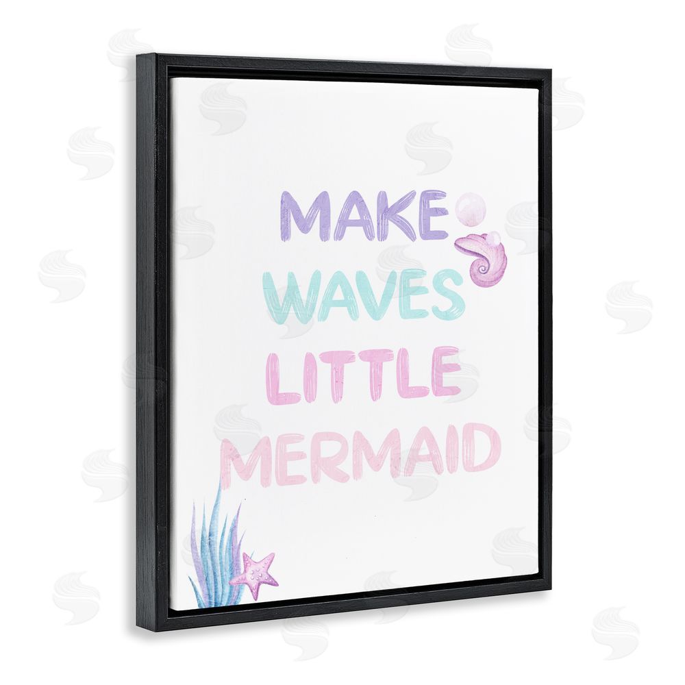 Kim Allen Make Waves Little Mermaid Black Floating Frame Canvas Wall Art Print