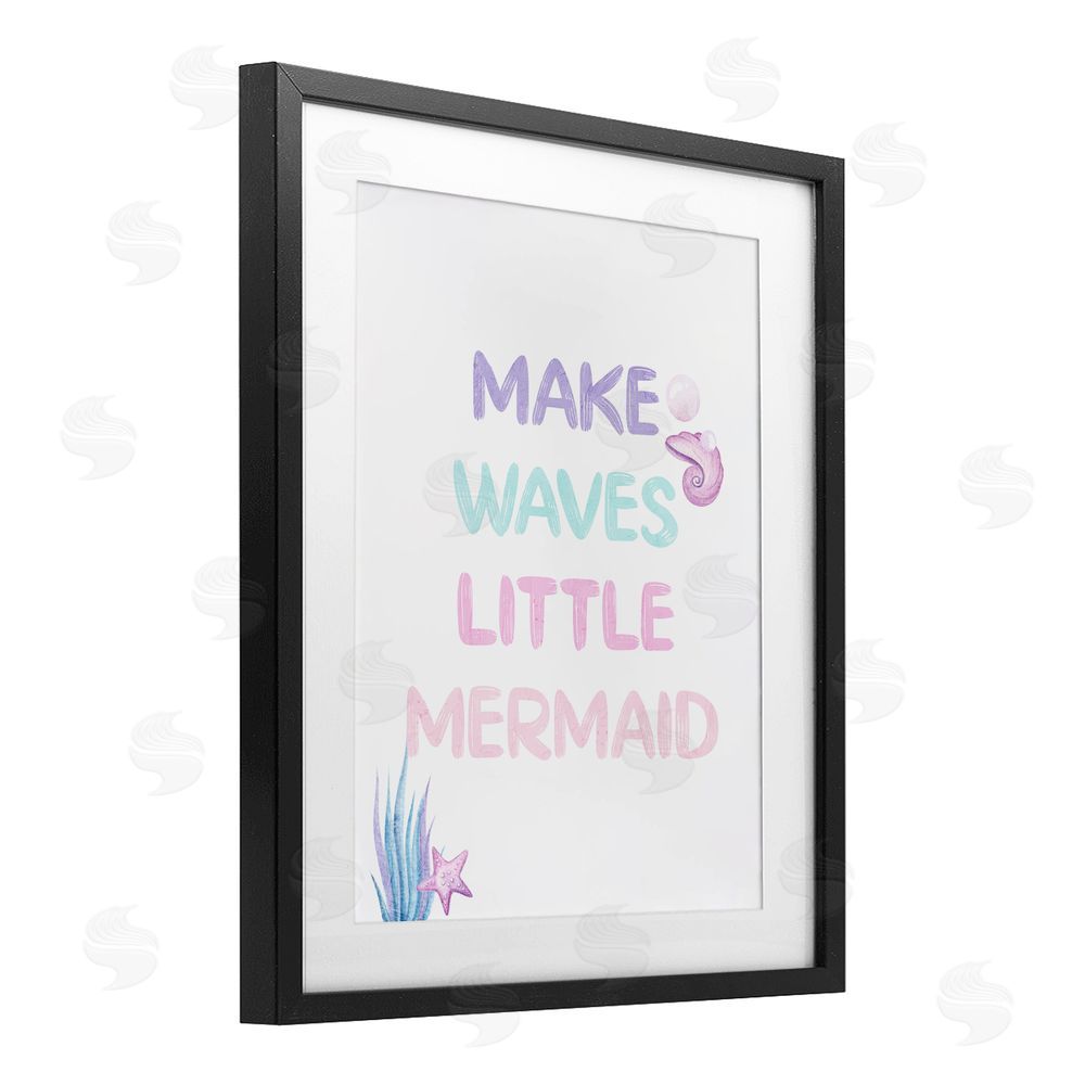 Kim Allen Make Waves Little Mermaid Black Framed Print Under Glass Wall Art