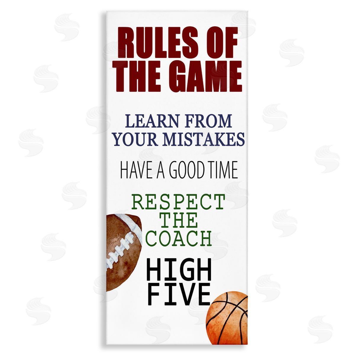 Kim Allen Motivational Rules Of The Game Stretched Canvas Wall Art Print