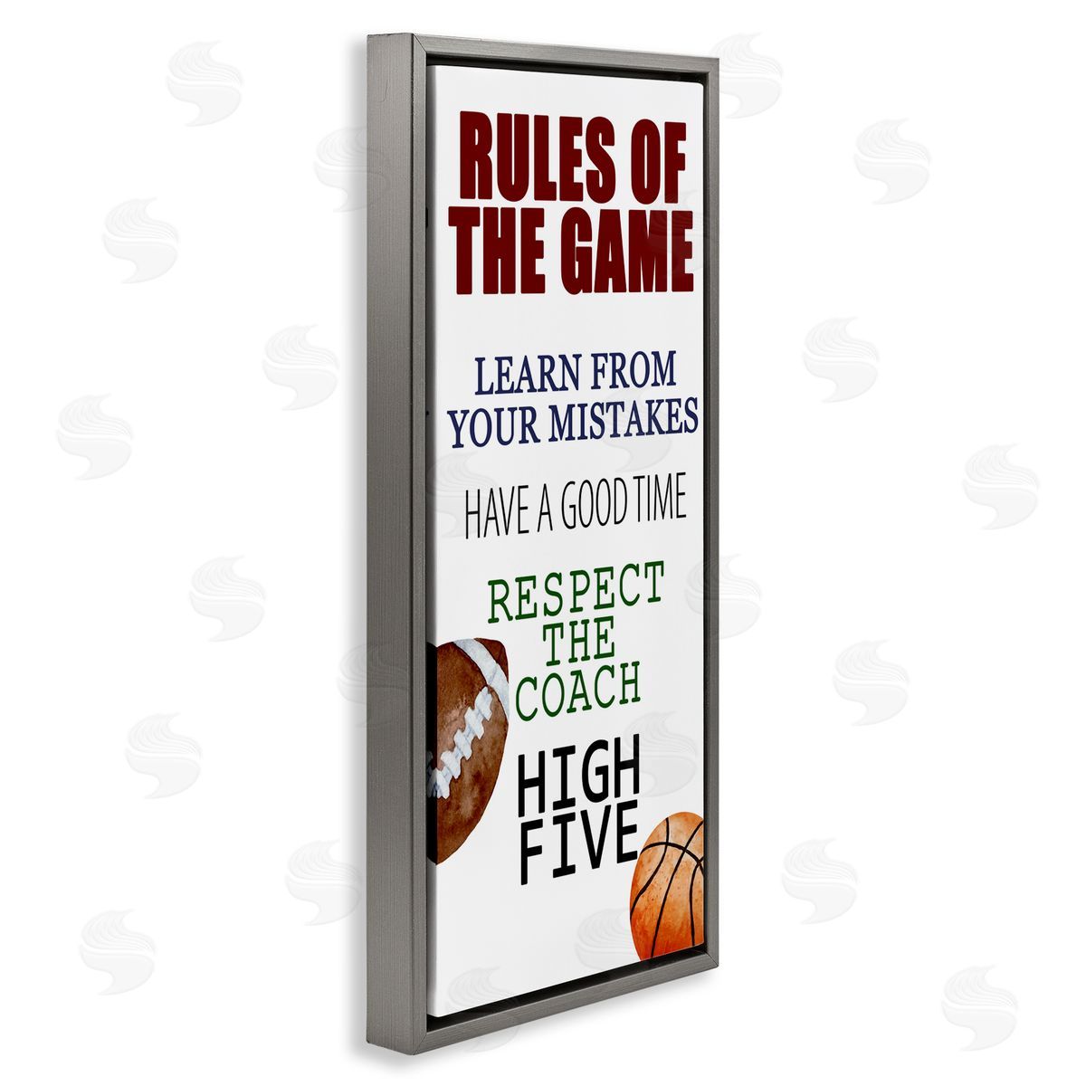 Kim Allen Motivational Rules Of The Game Gray Floating Frame Canvas Wall Art Print