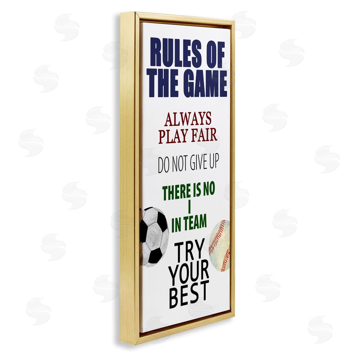 Kim Allen Fun Teamwork Rules of Game Gold Floating Frame Canvas Wall Art Print