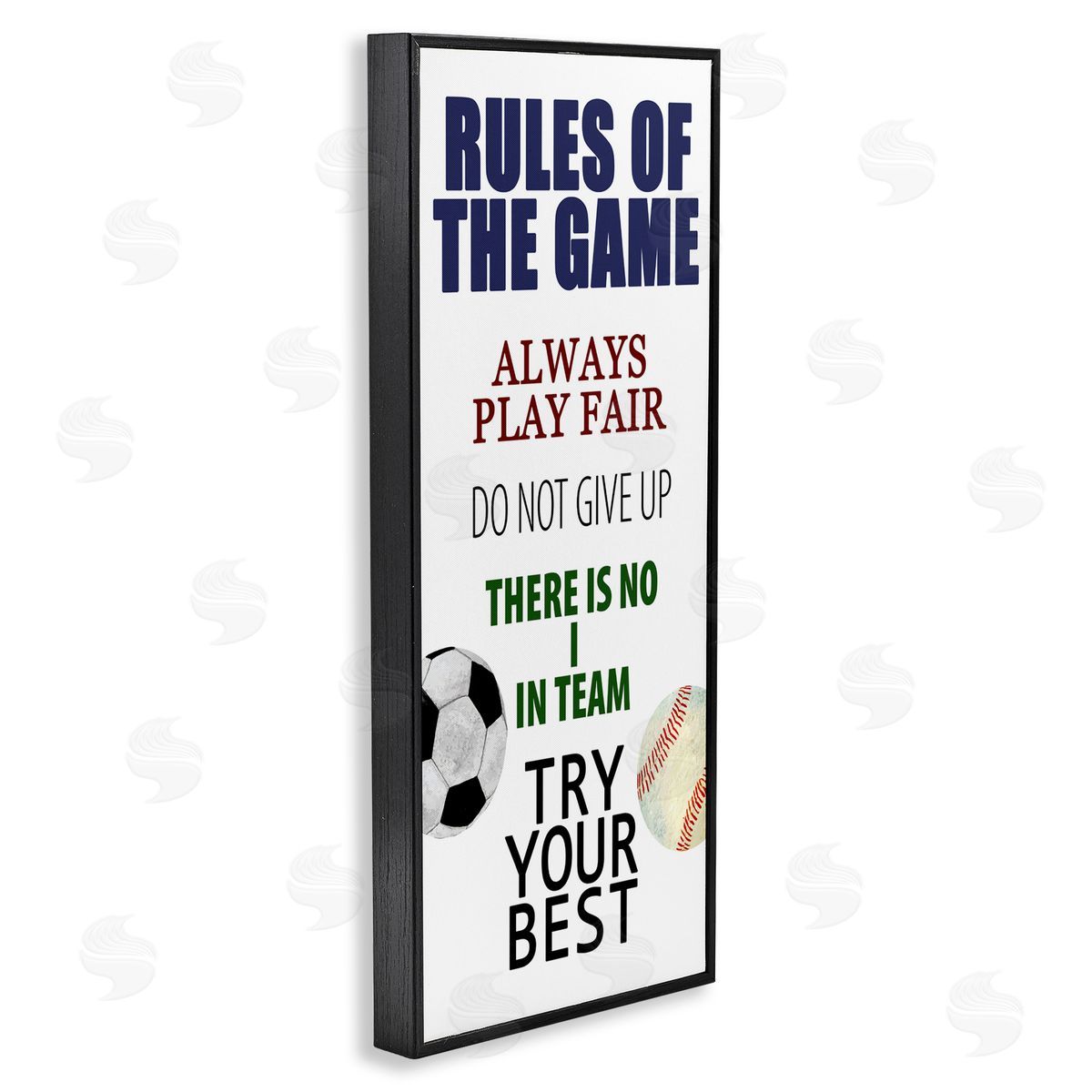 Kim Allen Fun Teamwork Rules of Game Black Framed Giclee Print Wall Art