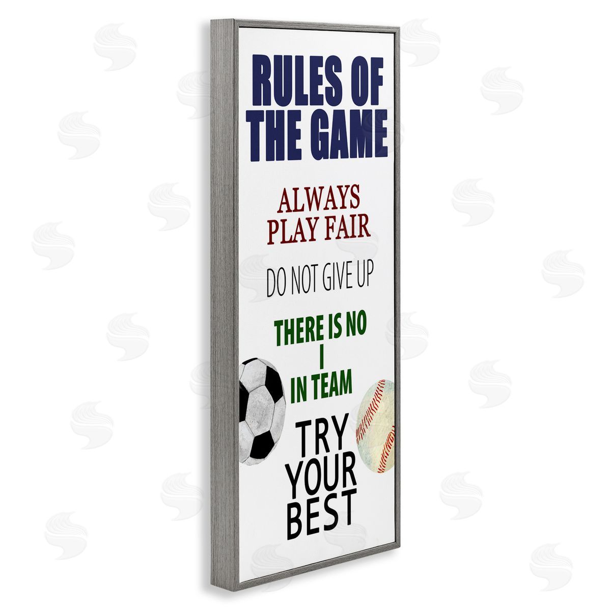 Kim Allen Fun Teamwork Rules of Game Gray Framed Giclee Print Wall Art