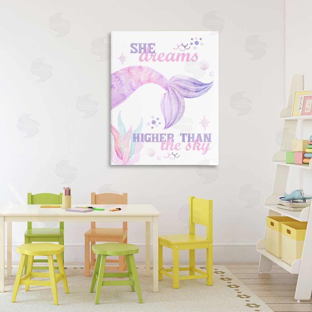 Kim Allen She Dreams Higher Than The Sky Stretched Canvas Wall Art Print in Room