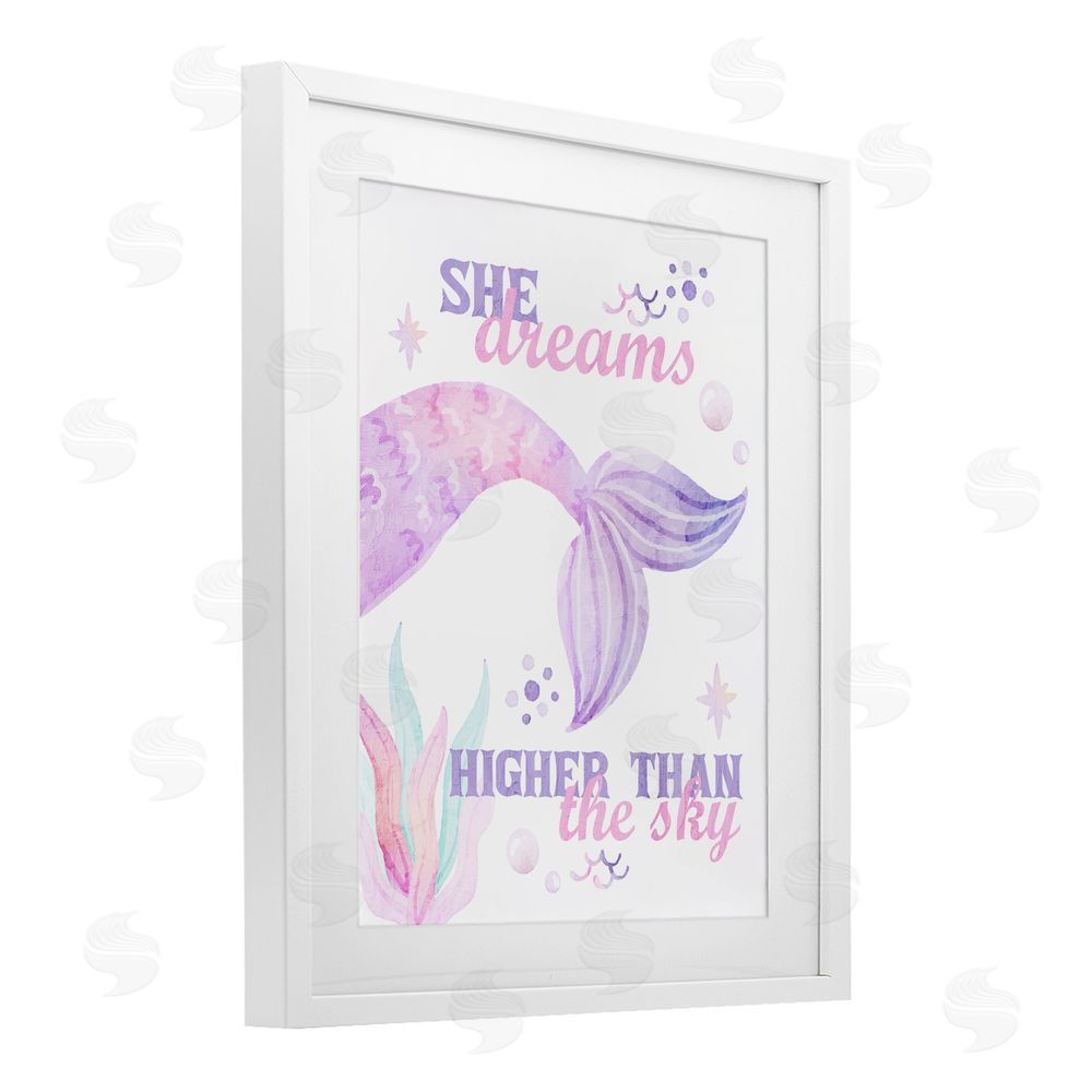Kim Allen She Dreams Higher Than The Sky White Framed Print Under Glass Wall Art