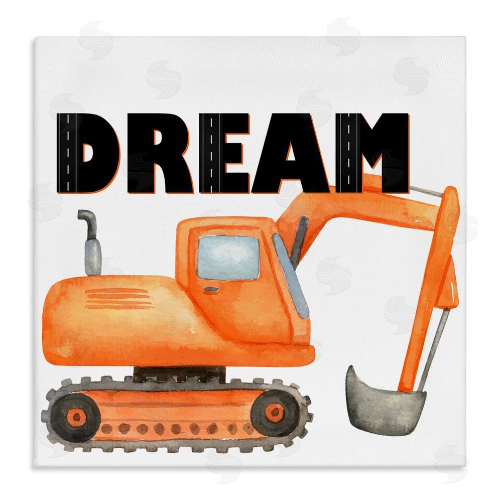 Kim Allen Dream with Orange Excavator Stretched Canvas Wall Art Print