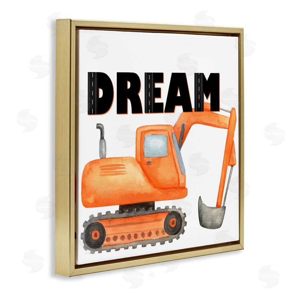 Kim Allen Dream with Orange Excavator Gold Floating Frame Canvas Wall Art Print