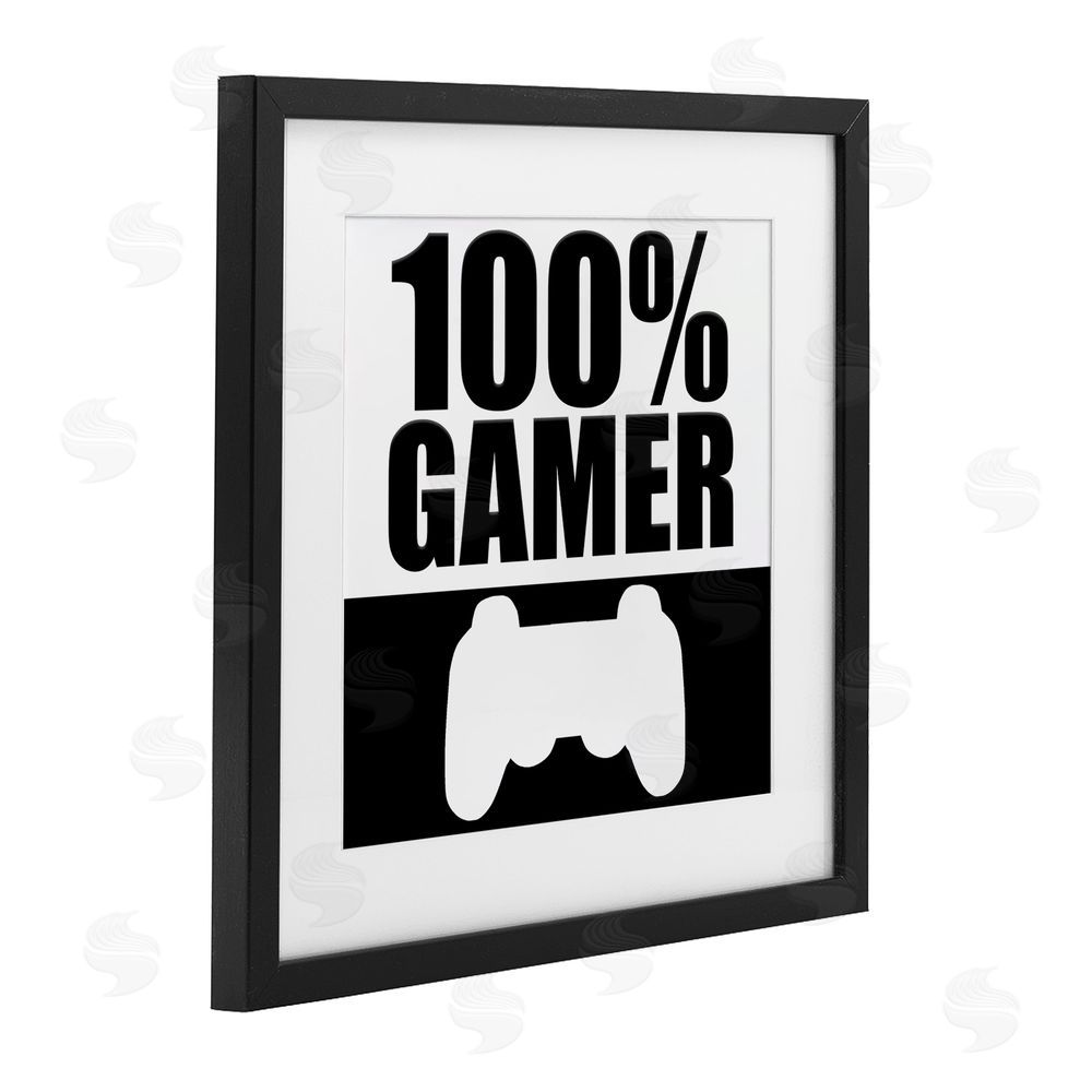Kim Allen 100% Gamer Black & White Black Framed Print Under Glass Wall Art