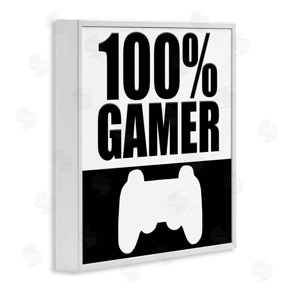 Kim Allen 100% Gamer Black & White White Framed Giclee Print Wall Art