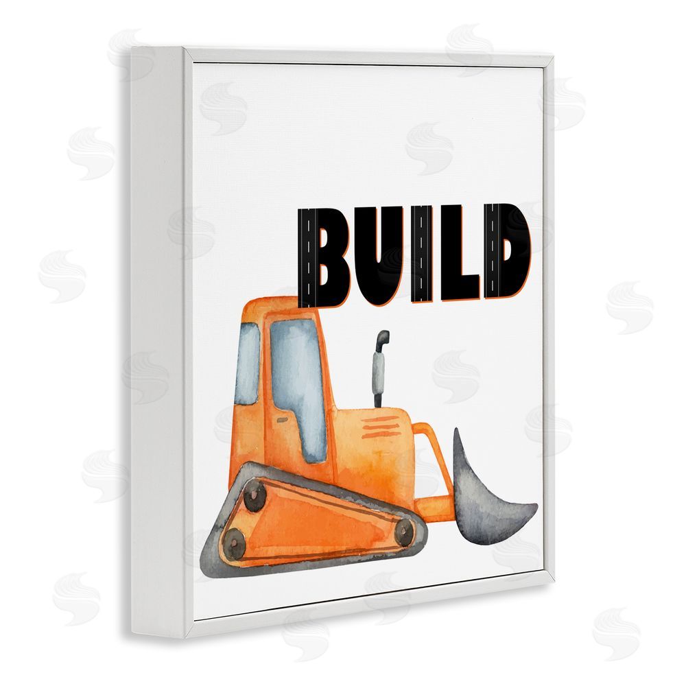Kim Allen Build with Orange Bulldozer White Framed Giclee Print Wall Art