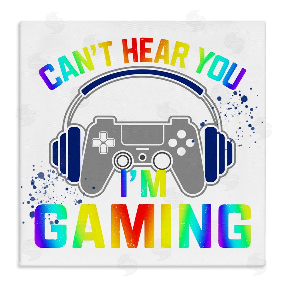 Kim Allen Rainbow Can't Hear You Gaming Stretched Canvas Wall Art Print