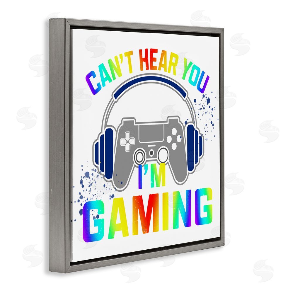 Kim Allen Rainbow Can't Hear You Gaming Gray Floating Frame Canvas Wall Art Print