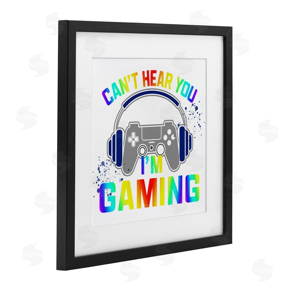 Kim Allen Rainbow Can't Hear You Gaming Black Framed Print Under Glass Wall Art