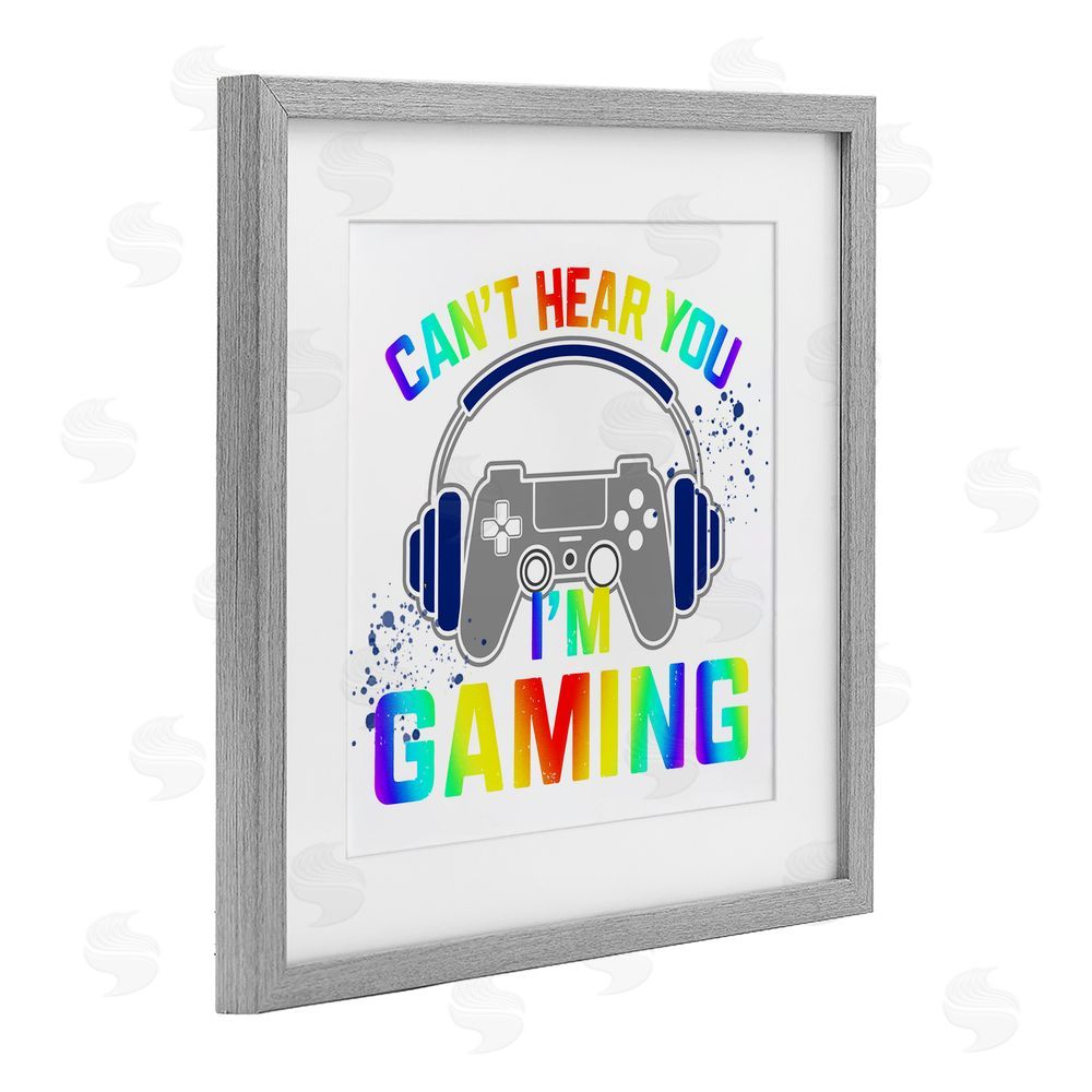 Kim Allen Rainbow Can't Hear You Gaming Gray Framed Print Under Glass Wall Art