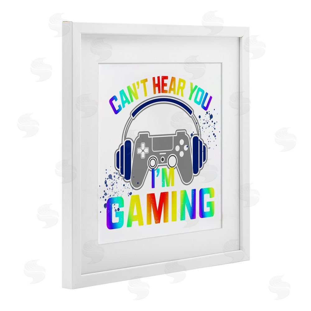 Kim Allen Rainbow Can't Hear You Gaming White Framed Print Under Glass Wall Art